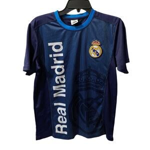 REAL MADRID SOCCER JERSEY — Blue Training Shirt Men's Size Small